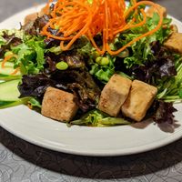 Crispy tofu salad with house made pickled onions at Pickle Jar Kitchen in Falmouth