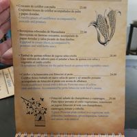 Menu at Mamashana in Nazca