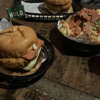 Captain jack burgers and loaded fries with vegan bacon   at The Hold in Manly