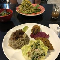 Hummus and Kibe and pesto were SO GOOD  at SuBte Vegan in Sao Paulo