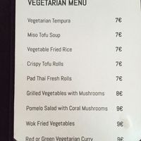 Separate vegetarian menu at Tai Boh in Tallinn