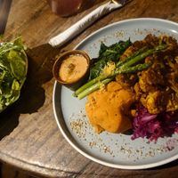 Cauliflower steak with salad on the side at The Shady Shack in Canggu