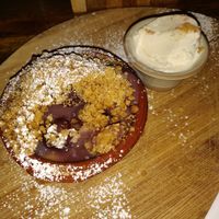 Apple and raspberry crumble at The Stable in Bath