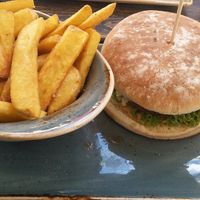 Burger and fries at Hans im Glück in Mainz