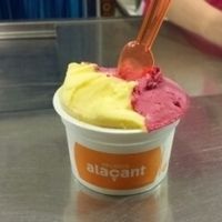 mango and raspberry Ice-cream  at Heladeria Los Valencianos in Isla Cristina