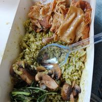 Green Rice (basil rice, spinach, mushroom, fried tofu skin) at LN Fortunate Coffee - Duta Mas in Jakarta