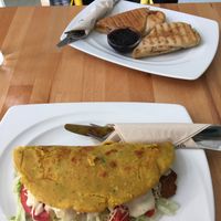 Chickpea omelette and 3 cheese sandwich  at Great Bistro in Budapest
