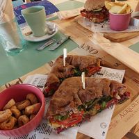 Panino Lento and Vegan Lento burger at Bar Lento in Rimini