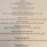 Vegan side of the menu at Ziatun in Beacon