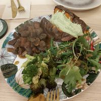 Mushrooms,  sweet potato and salad at O Xexexe in Costa Da Caparica