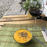 Soup of the day! Color up your dish. at O Xexexe in Costa Da Caparica
