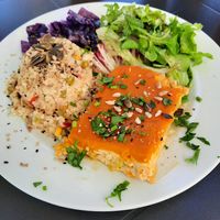 Escondidinho de tofu. Delicioso. at Alfarroba Cafe in Albufeira