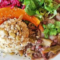 Menú del día. La calabaza muy top, la mezcla muy rica at Alfarroba Cafe in Albufeira