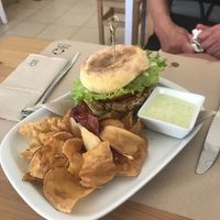 tempeh burger  at Alfarroba Cafe in Albufeira