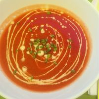 Soup that makes you feel as wonderful as its looks. at Alfarroba Cafe in Albufeira