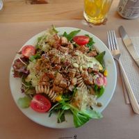 Tempeh salad at Alfarroba Cafe in Albufeira