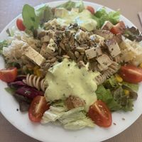 Tofu salad with whole grain rotini    at Alfarroba Cafe in Albufeira