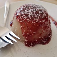 Pudim de côco  at Alfarroba Cafe in Albufeira
