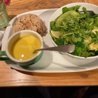 Vegan salad and brown rice and soup  at Mr. Farmer - Shinjuku in Tokyo