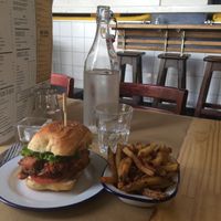 Jackfruit burger and French fries at Monkey in Chamonix-mont-blanc