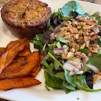 Vegan frittata with carrot “bacon” and salad! at Sprinly in Cleveland