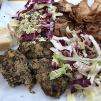 quinoa balls with cabbage and salad at Rosetta  in Genoa