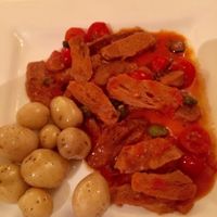 Seitan dish at Le Campane in Oaxaca