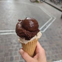 Chocolate sorbet and vegan hazelnut at Hof Eis in Freiberg