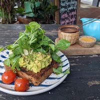 GF avo toast and chai tea. 😋 at Flock Espresso and Eats in Lismore