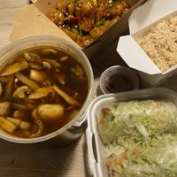 Kung pao, hot and sour soup and fresh rolls at Veggie Village in Phoenix