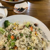 Hawaiian fried rice and sweet and sour chicken   at Veggie Village in Phoenix