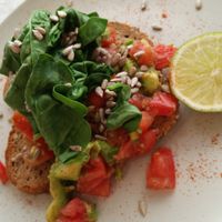 The vegan spinach/ avocado whole grain toast! Very tasty & a bit spicy! at Cocos Deli in Mallorca