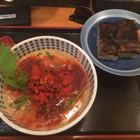 Tantanmen and eggplant sushi at Vegan Ramen Towzen in Kyoto