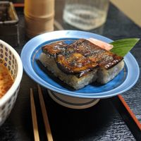 Eggplant sushi at Vegan Ramen Towzen in Kyoto