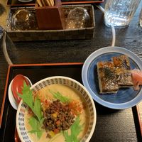 Ramen and sushi 👍👍 at Vegan Ramen Towzen in Kyoto