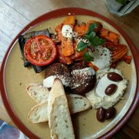 vegan lunch plate with falafel at Mezze Bar in Auckland