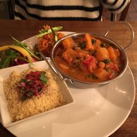 West African curry with couscous at Fusca  in Warwick