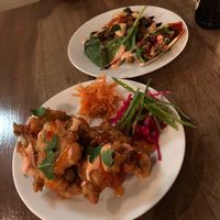 Starters - pakoras and tart  at Fusca  in Warwick