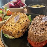 Cheese and hummus sandwich (93,000 kip) as a lunch set (50,000 kip).  at Coco&Co in Vientiane