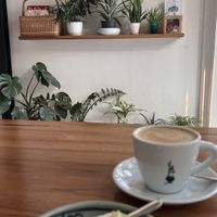 Cheesecake and cappucino  at Coco&Co in Vientiane