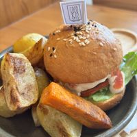 Vegan burger  at Coco&Co in Vientiane