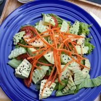 Avocado salad with hummus. No toast because bread isn't vegan. at Coco&Co in Vientiane