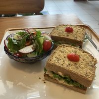 Hummus and cream cheese sandwichh  at Coco & Co in Vientiane