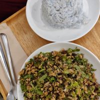 Laten tofu with rice at Coco&Co in Vientiane