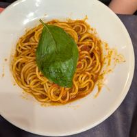 Spaghetti with vegan ragu at Tandem in Naples