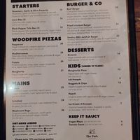 Menu at The Park in Werribee