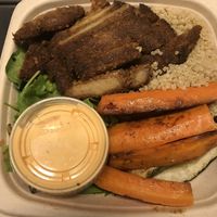 Greens, sautéed seitan, quinoa and sweet potato. Really good!  at Blossom du Jour - Columbus Circle in New York City