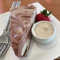 strawberry banana cheesecake with cashew sweet cream at Vibrance in Albuquerque