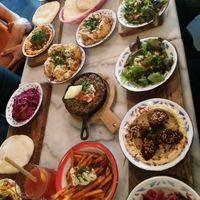 Table full of taste at Hummus in Delft
