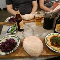 Pita Hachoua and beer at Hummus in Delft